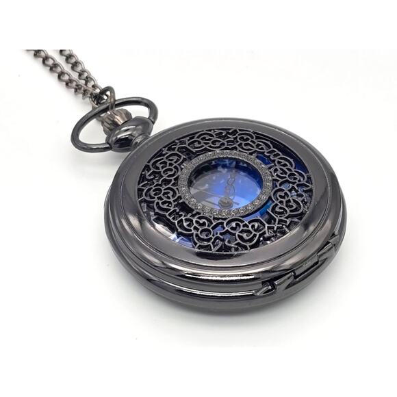 Vintage Blue Celestial Pocket Watch – Romantic Astronomy Lover, Star Gazer Gift - Picture 3 of 12
